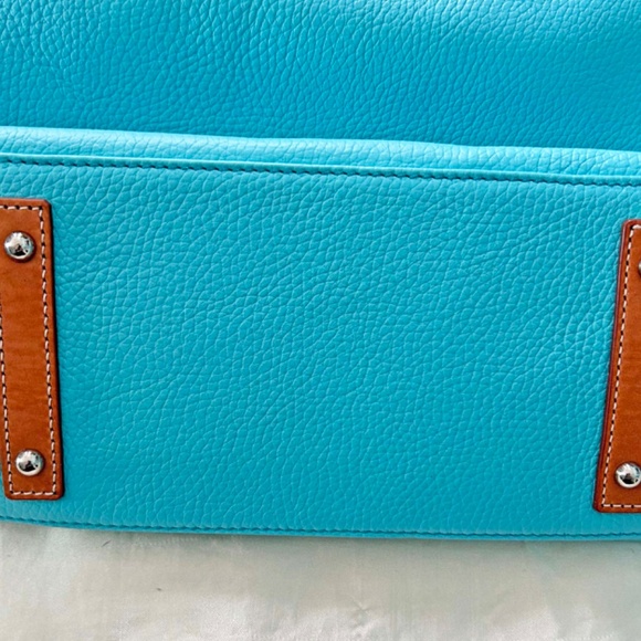 TOTE, DOONEY & BURKE, LEATHER, TURQUOISE WITH BROWN ACCENTS, ADJUSTABLE LEATHER - Picture 5 of 12